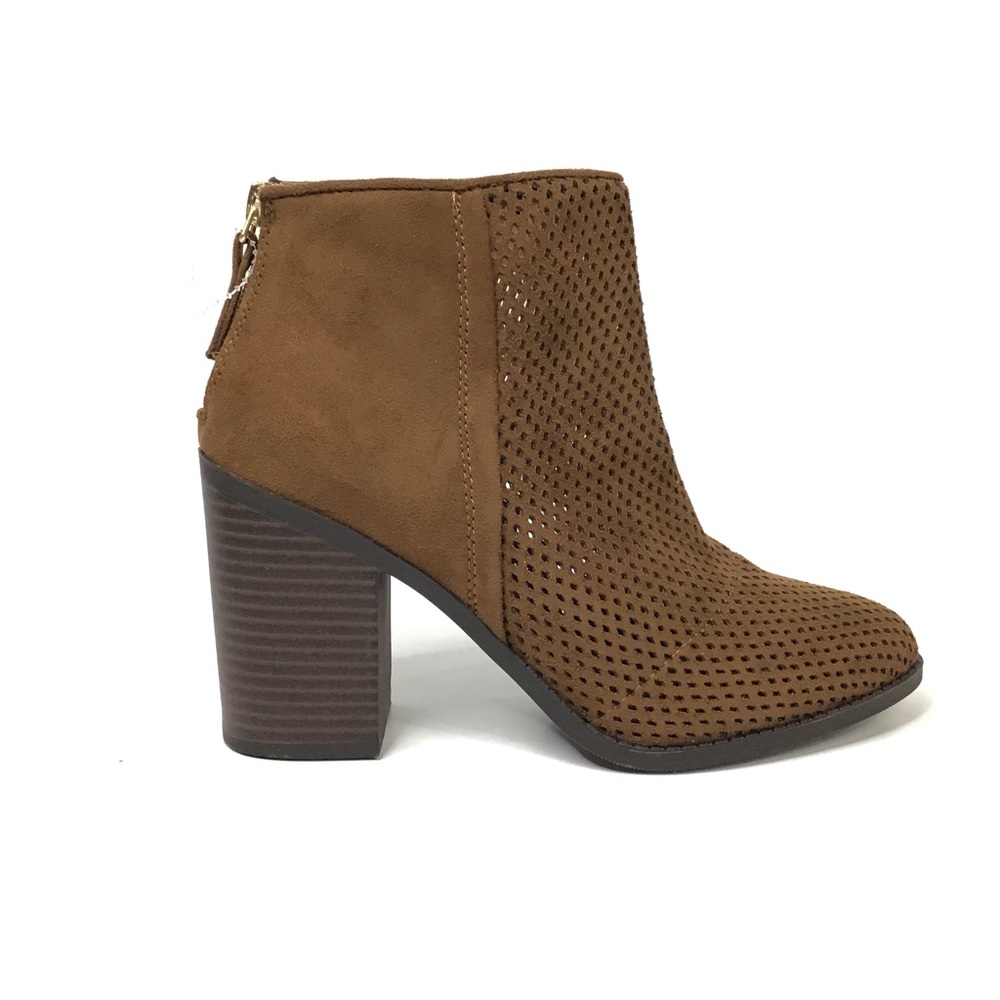 Perforated Laser Cut Ankle Boots